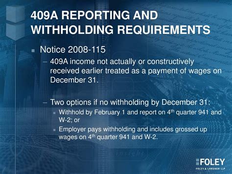 Reporting and Wage Withholding under Section 409A 